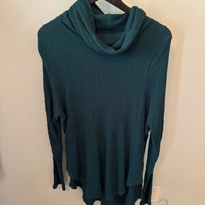 Teal free people crowl neck sweater